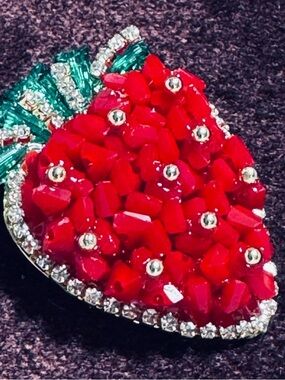 Red Strawberry Crystal Brooch